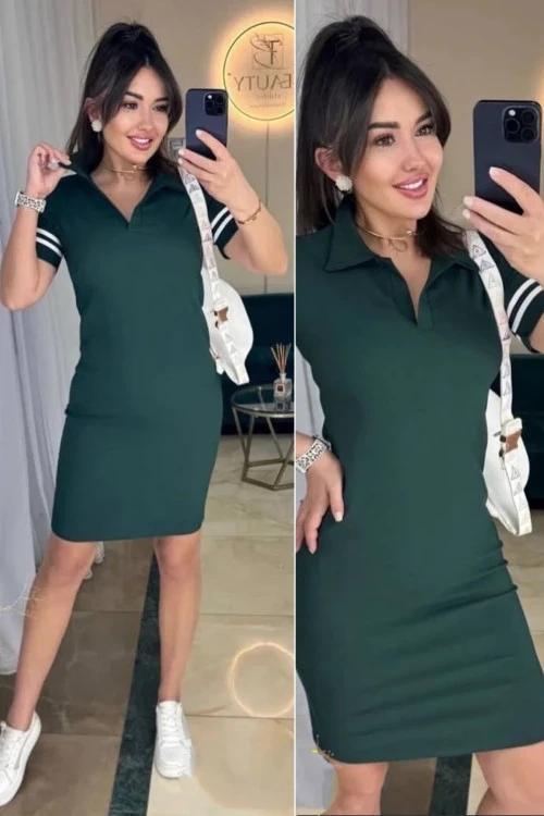 Дамска рокля с къс ръкав