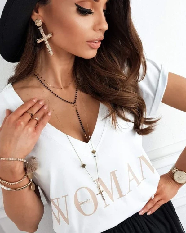 Blouses and tops with short sleeves