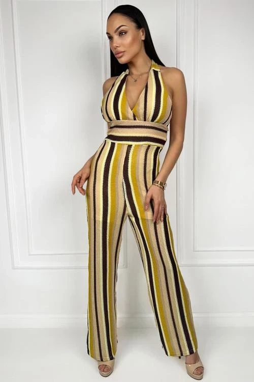 Women's jumpsuit with colorful stripes