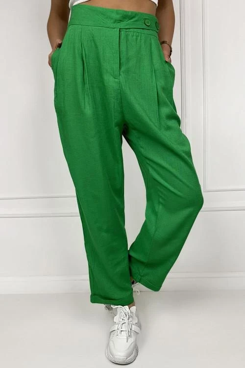 Women's trousers with asymmetric buttons