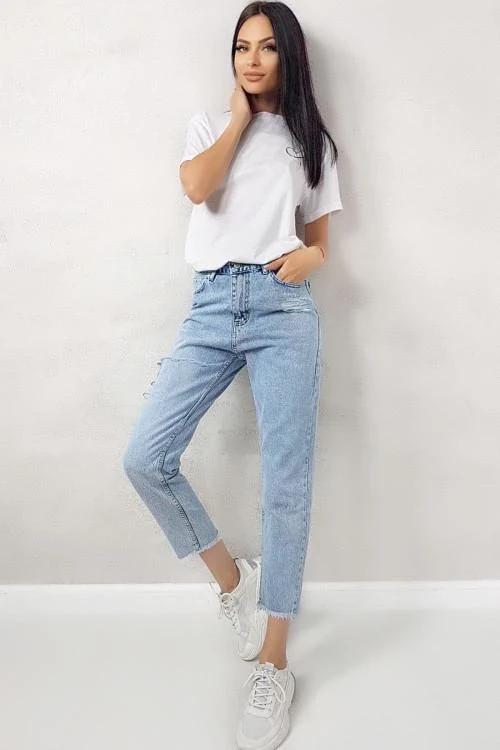 Blugi de dama cu efect rupt